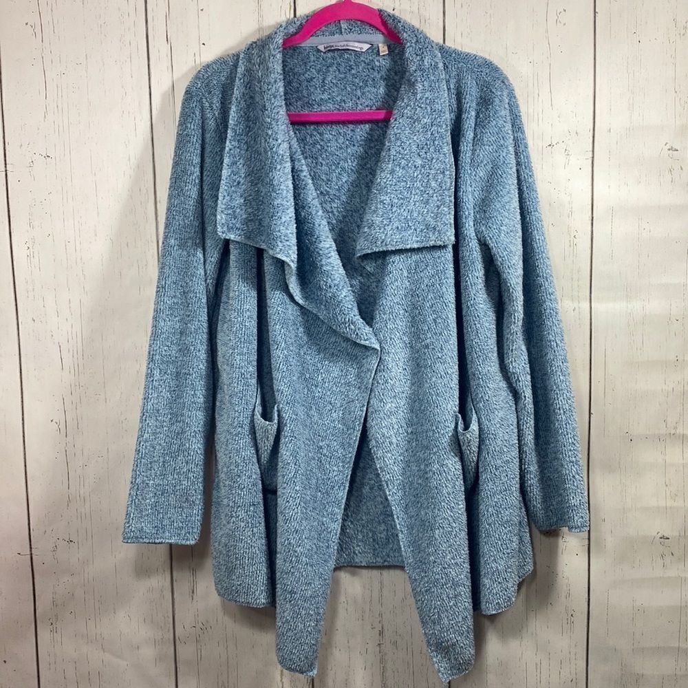 Soft Surroundings Hugs Blue Fleece Waterfall Cozy Oversized Cardigan